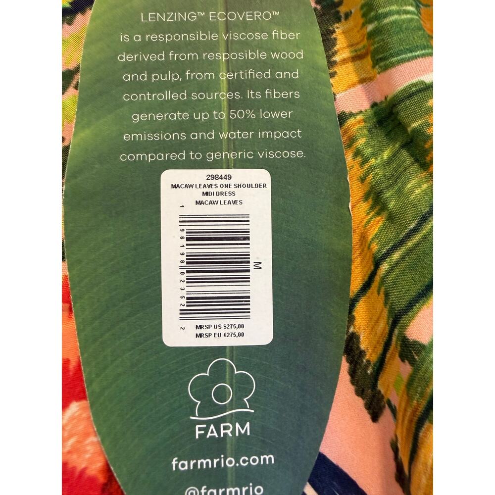 Farm Rio NEW Maccaw Leaves One Shoulder Midi Dress, Med - Picture 14 of 14